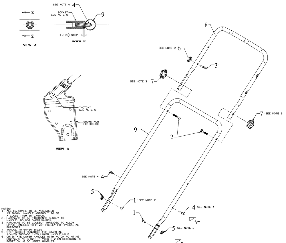 Handle Diagram and Parts List for CSV050 (24B05MP710)(2019) Cub Cadet Chipper Shredder